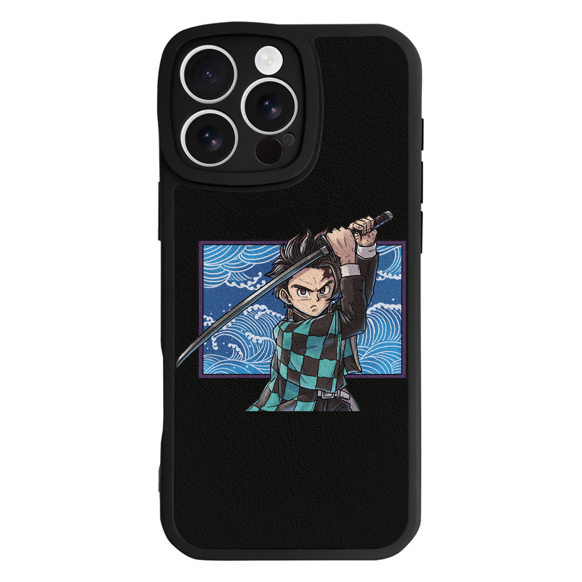 （画像用） 鬼滅の刃 竈門 炭治郎／かまど たんじろう Kamado Tanjirou 【iPhone 16シリーズ対応】シリコンスマホケース（レザー調） 材質：シリコン